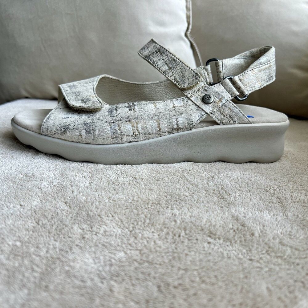 Wolky Multu Picasso Crash Multi White Adjustable Sandals EU 38 US 7 Comfort